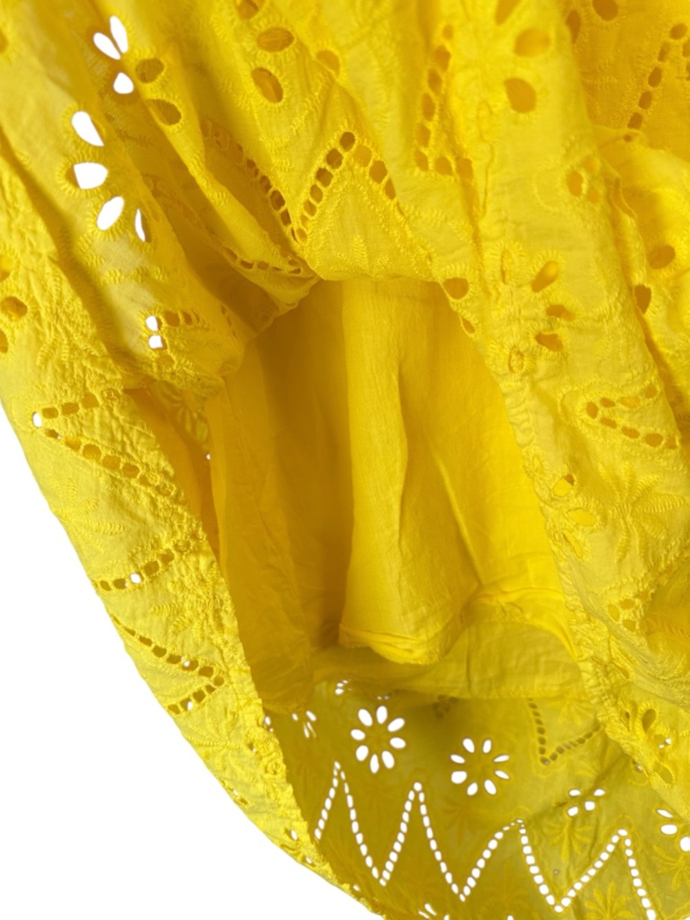 Valentina Naldi Eyelet High Low Dress Yellow Sleeveless Resort Medium Coastal - Picture 5 of 15